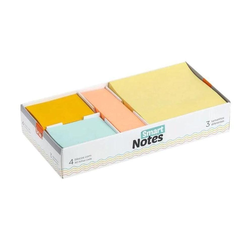 Bloco Adesivo Smart Notes Com 4 Blocos De 80 Folhas Brw Box Enjoy