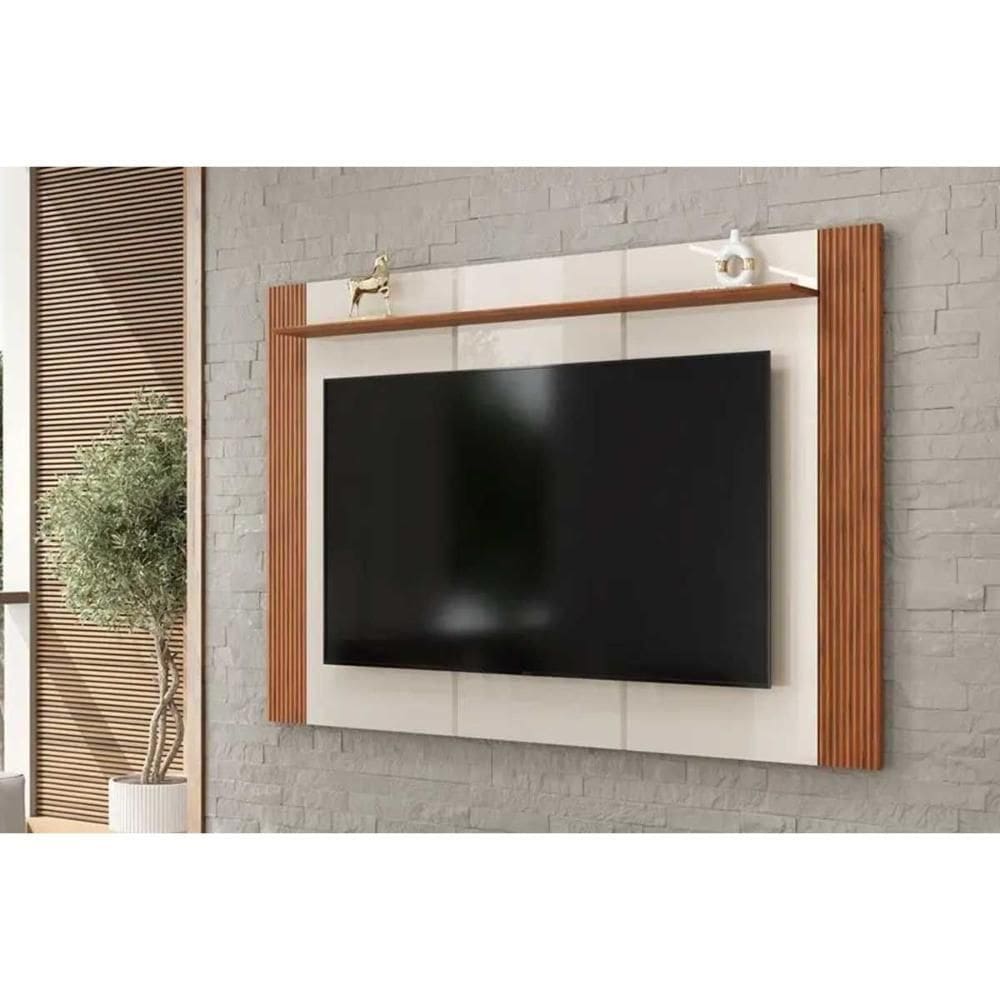 Painel Home P/ Tv Até 75 Pol Helo 183x136cm Off White/freijó - Dj Móveis