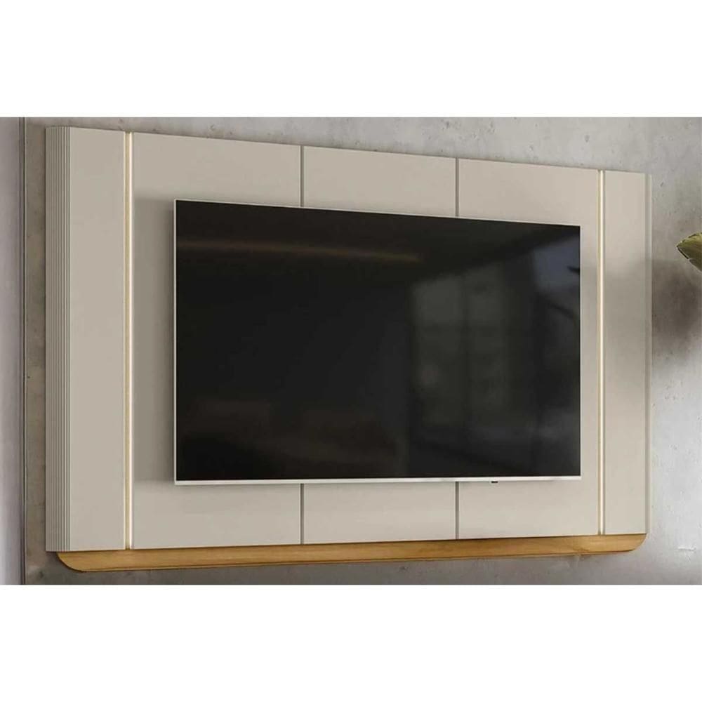 Painel Home P/ Tv Até 75 Pol Santorini 239x141cm Tauari/off White Fosco - Linea