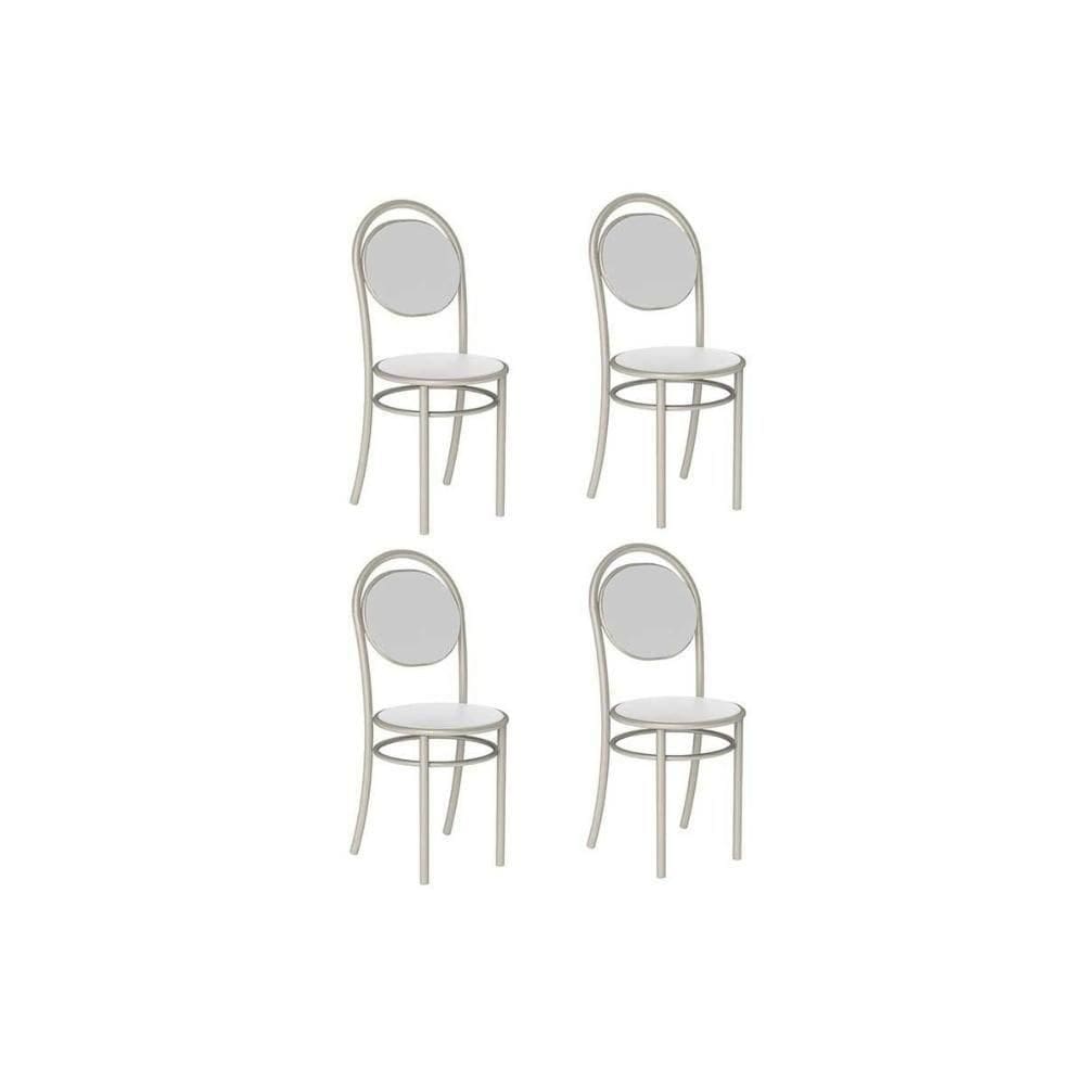 Cadeira Sala De Jantar 190 Aço Kit 4 Uni Prata-courano Branco - Carraro