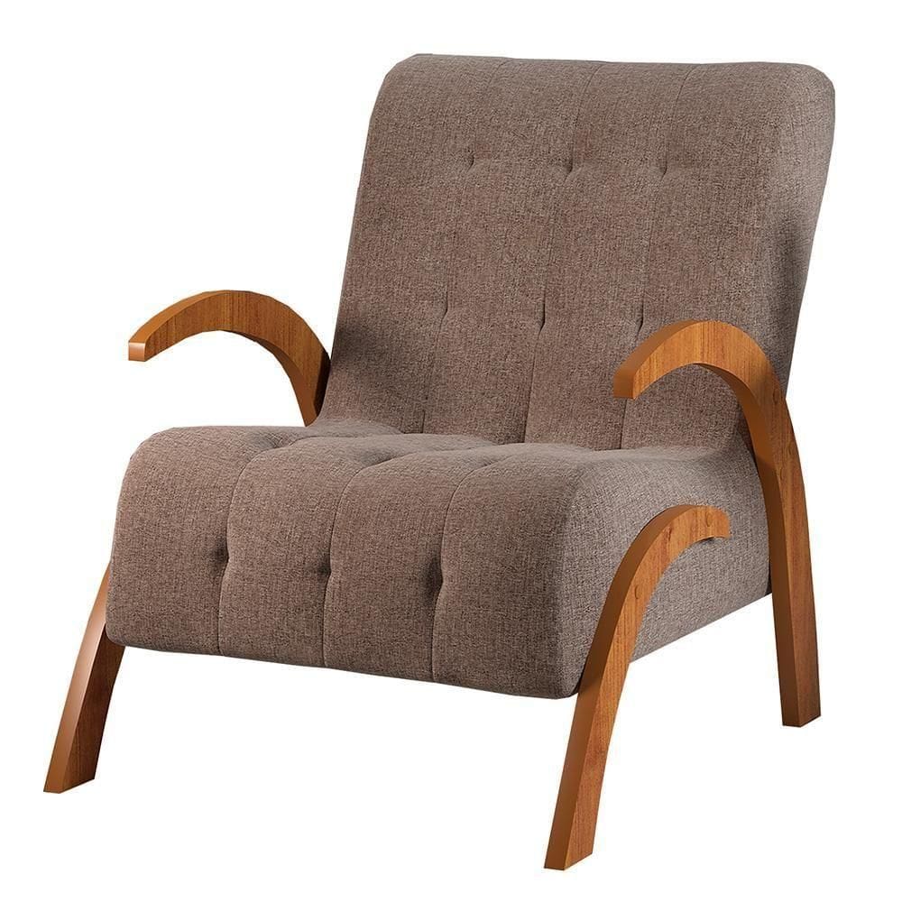 Poltrona Decorativa Linho Flower Viero Mel E Caqui