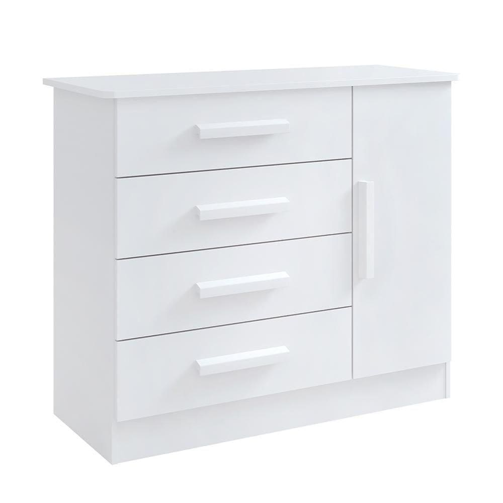 Cômoda Firenze 4 Gavetas Com Sapateira 1 Porta D`doro Branco