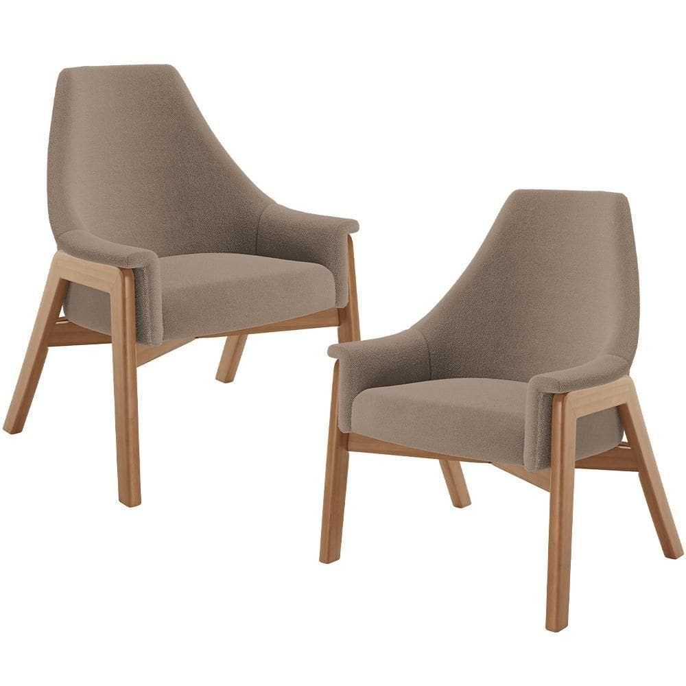 Kit 02 Poltronas Decorativa Sakura L02 Bouclê Bege