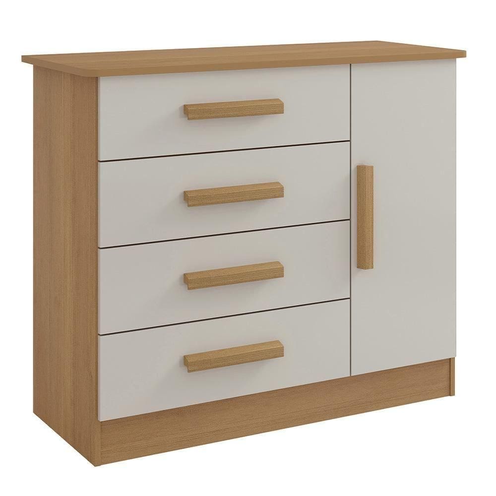 Cômoda Firenze 4 Gavetas Com Sapateira 1 Porta D`doro Cinamomo Off White