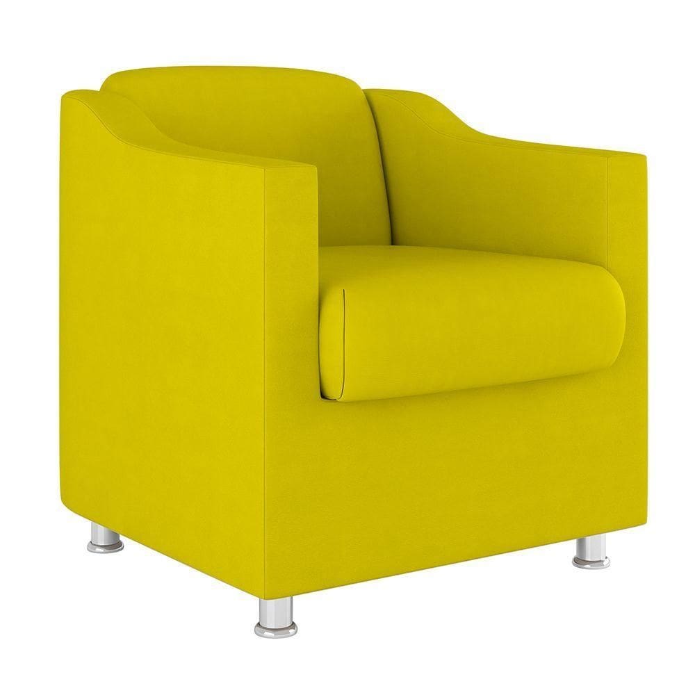 Cadeira Poltrona Decorativa Recepção Sala – Quarto Suede Cor:amarelo