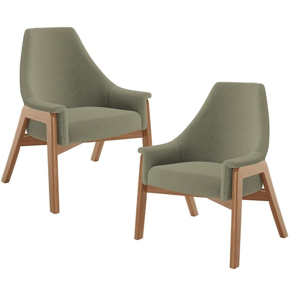 Kit 02 Poltronas Decorativa Sakura L02 Bouclê Oliva