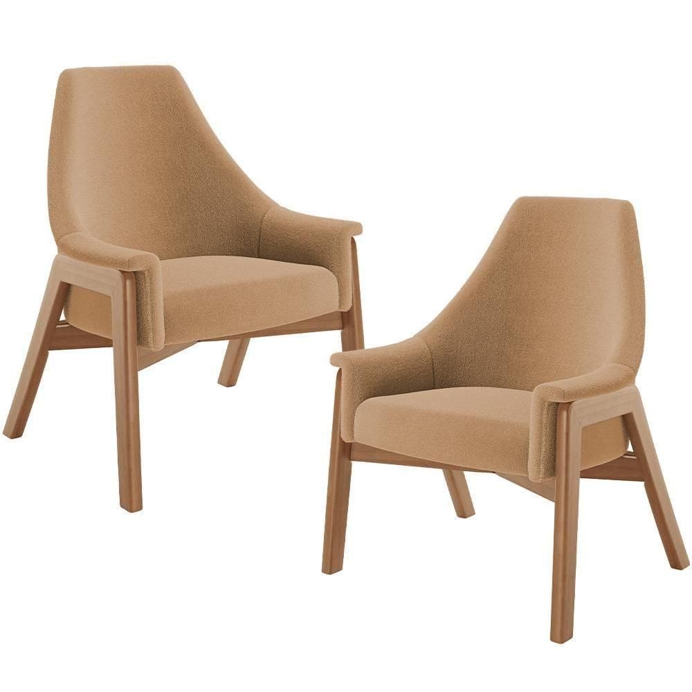 Kit 02 Poltronas Decorativa Sakura L02 Bouclê Mostarda - Lyam Decor