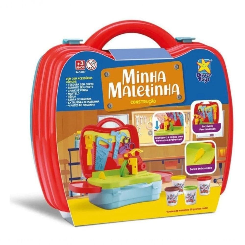 Kit Massinha Para Modelar Minha Maletinha - Construção C/ Ferramentas - Divertoys