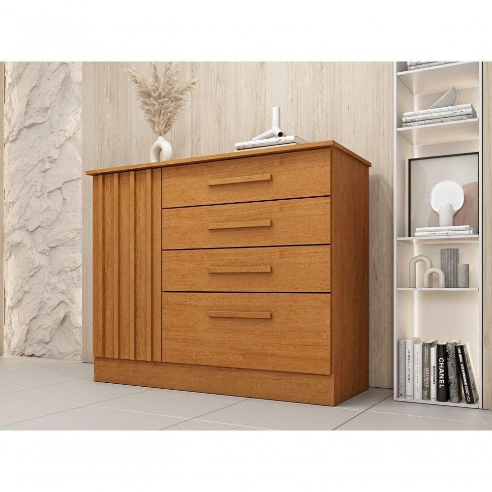 Cômoda Guarani Ripada 4 Gavetas E 1 Porta Tcil Cor:cinamomo