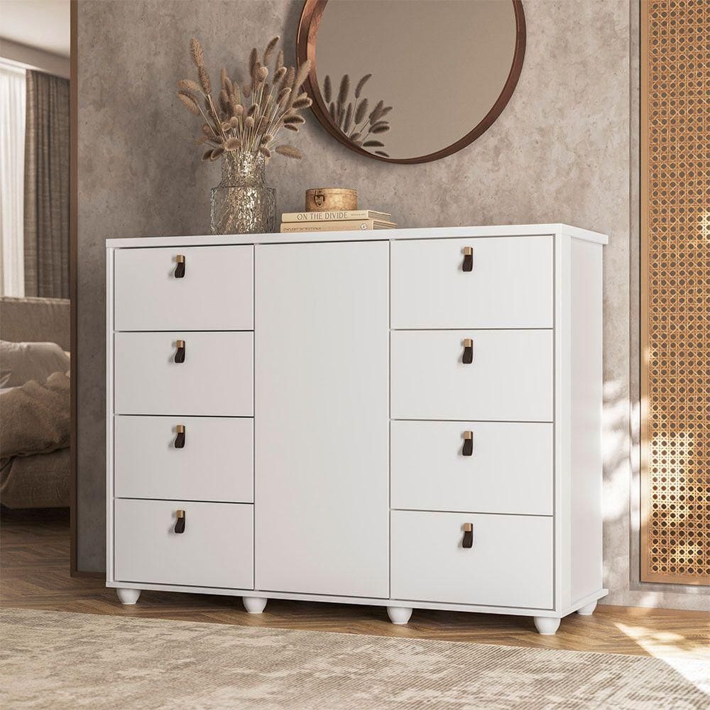 Cômoda Larissa Com 8 Gavetas Móveis Albatroz Branco