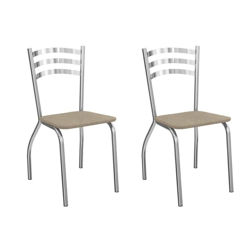 Cadeira De Cozinha Portugal 2c007cr Aço Kit 2 Un Cromado-linho Bege Fendi - Kappesberg