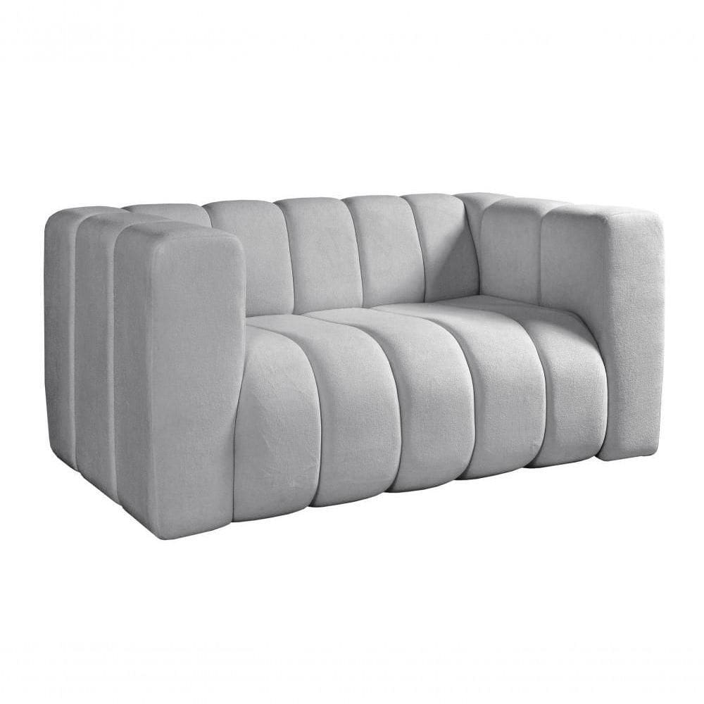 Sofá Mona 2 Lugares Bouclê Marrom 510 - Bella Decor