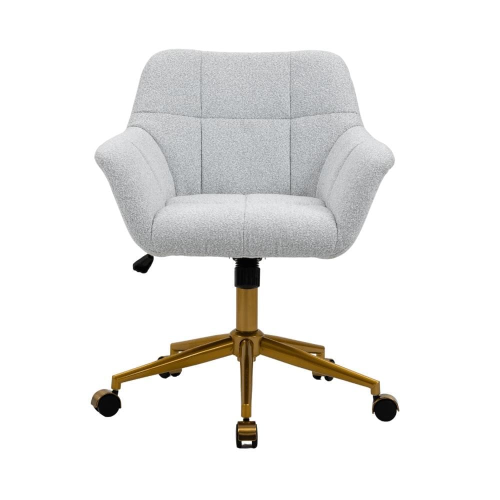 Cadeira Poltrona Giratória Pelegrin PEL-0202 Dourada e Cinza Claro