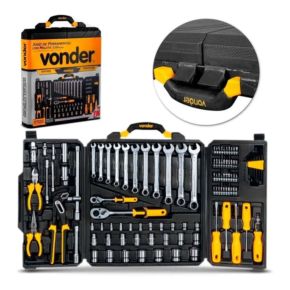 Kit Jogo de Ferramentas Vonder 110 Peças com Maleta – Cromo Vanádio | Completo e Resistente