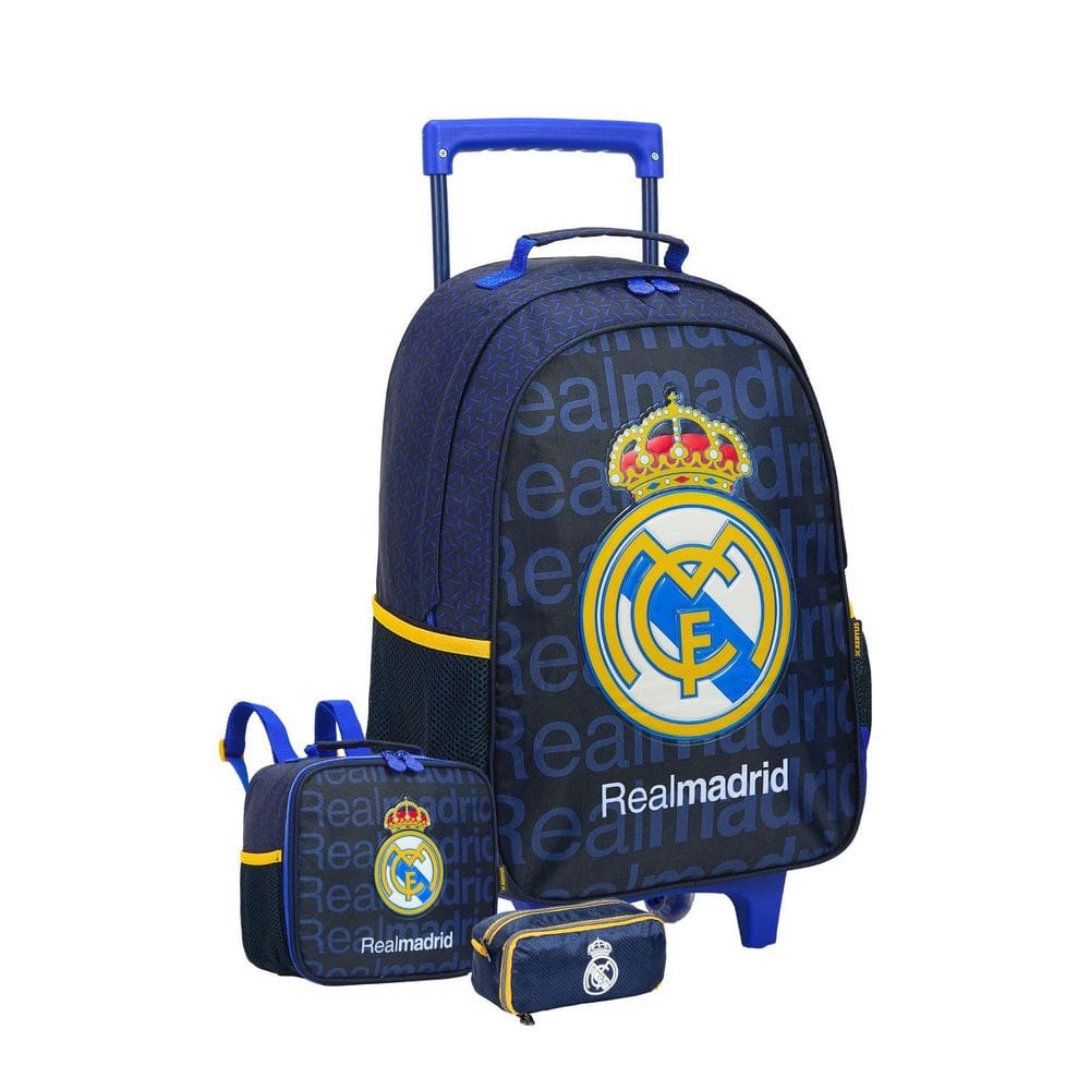 Kit Escolar Real Madrid Mochila Rodas + Lancheira + Estojo D
