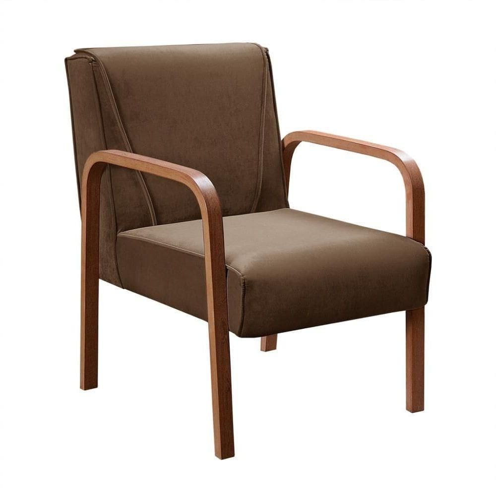 Poltrona Decorativa Anita Cadeira Moderna Sala Recepção - Veludo Marrom 260