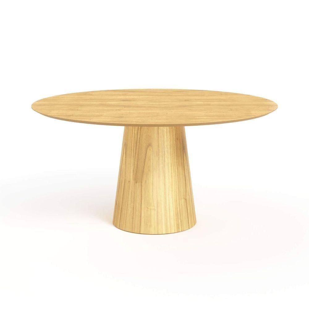 Mesa De Jantar Redonda 160cm Scandi 8 Lugares Lamina Natural De Madeira Damasco