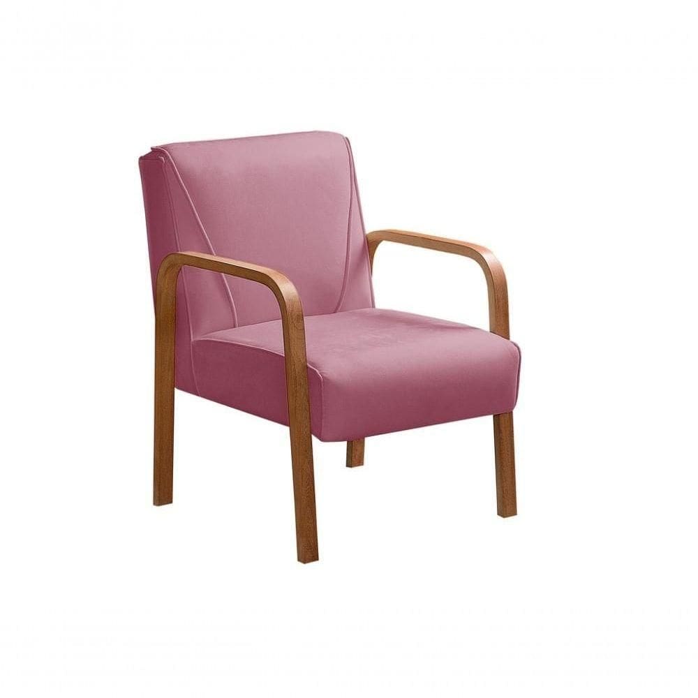 Poltrona Decorativa Anita Cadeira Moderna Sala Recepção - Suede Rosa 280