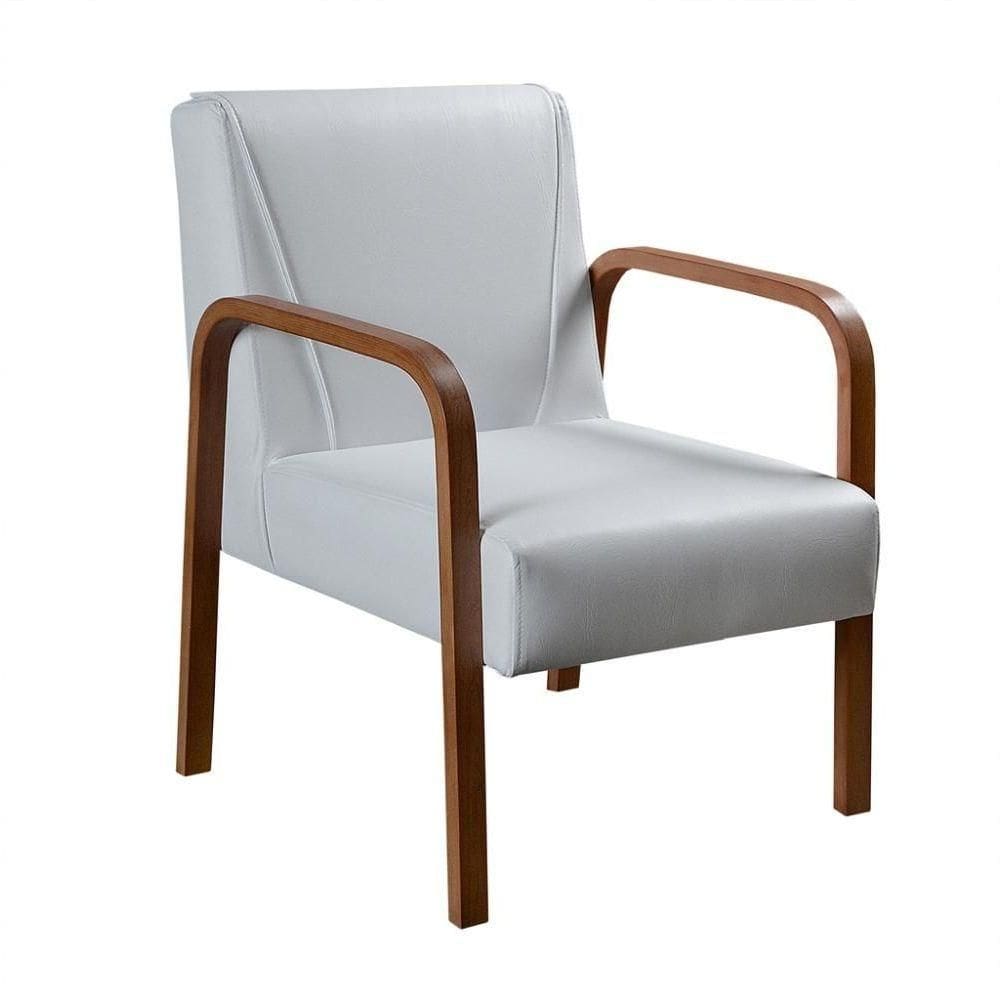 Poltrona Decorativa Anita Cadeira Moderna Sala Recepção - Corino Branco 190