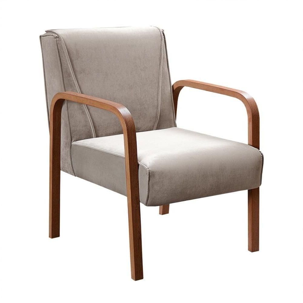 Poltrona Decorativa Anita Cadeira Moderna Sala Recepção - Veludo Capuccino 250