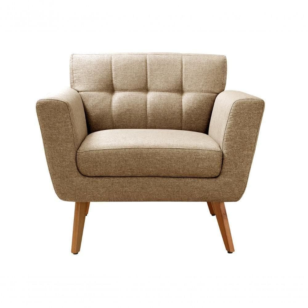 Poltrona Decorativa Bruna Living Sala Quarto Recepção - Linho Marrom 150