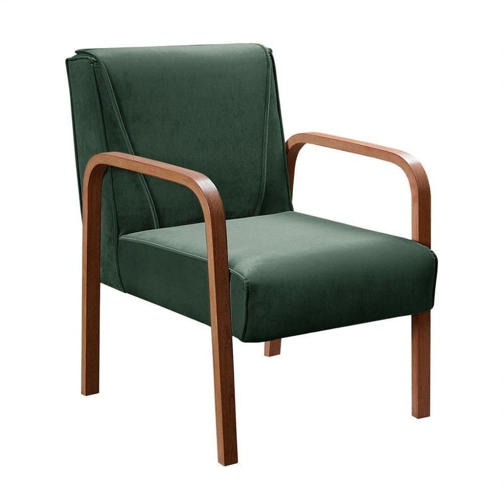Poltrona Decorativa Anita Cadeira Moderna Sala Recepção - Veludo Verde 270