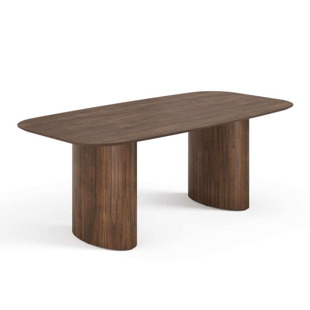 Mesa De Jantar Orgânica Tivoli 220cm X 110cm 8 Lugares Lamina Cinamomo Castanho