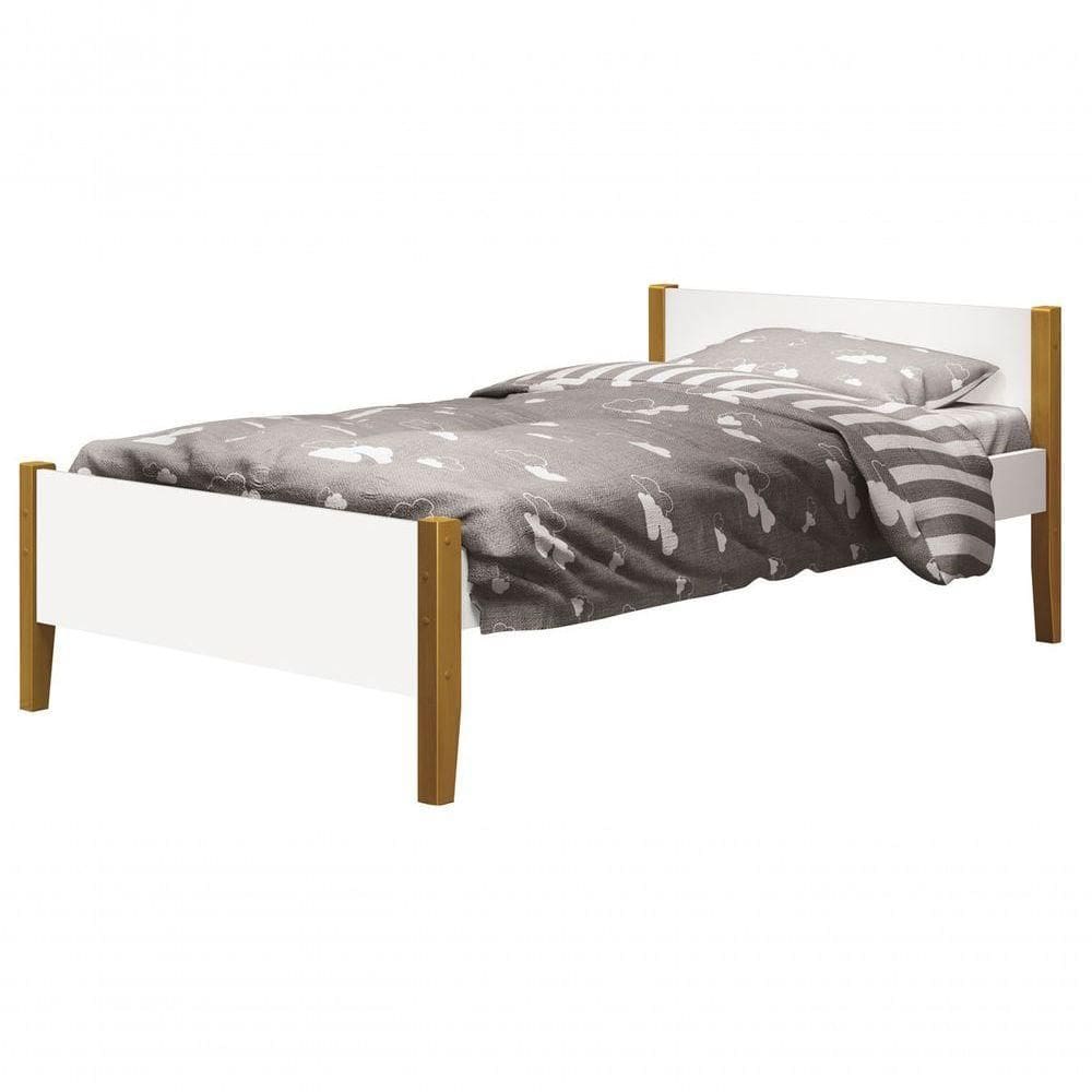 Cama Babá Solteiro Simba Branco Fosco Com Madeira - Moveisaqui