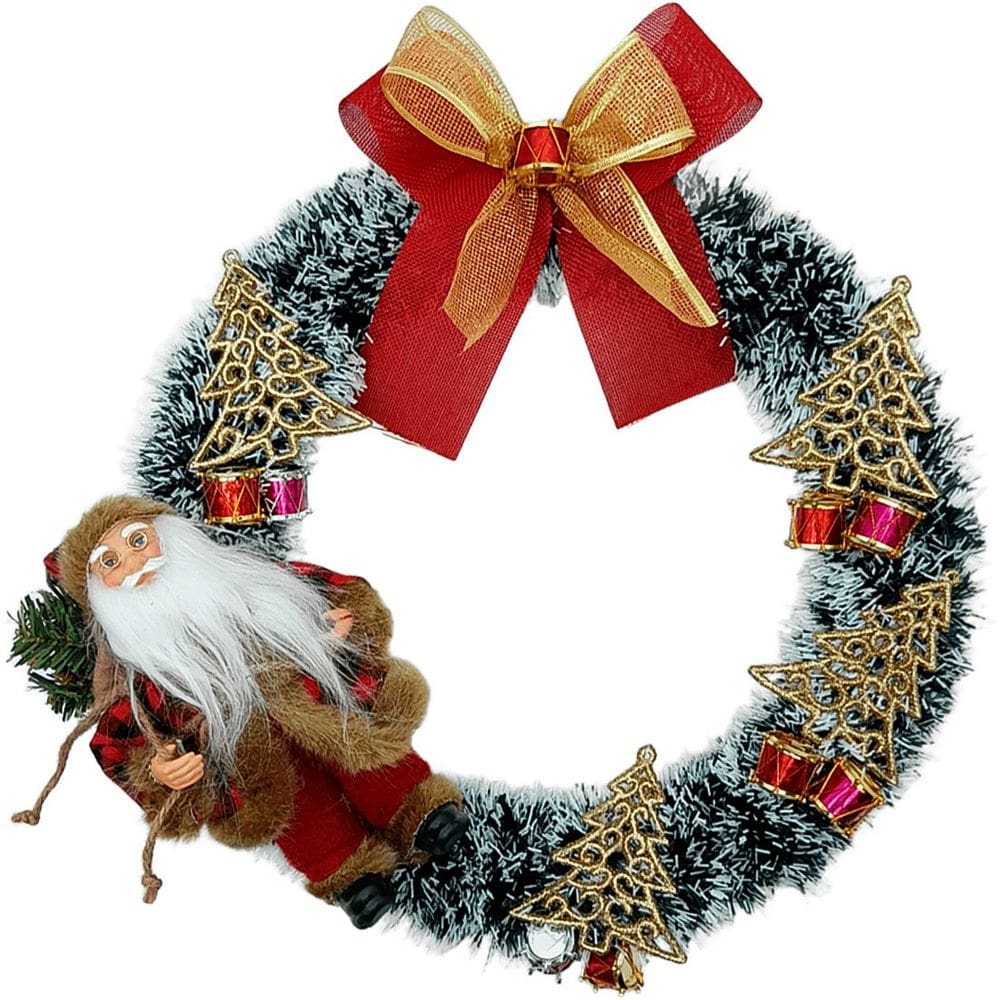 Guirlanda Natalina Decoração De Porta Noel Rena Urso De 35cm