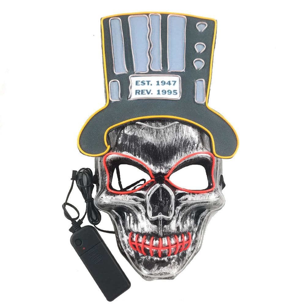 Combinação de chapéus de festa de Halloween com caveira, rosto inteiro brilhando