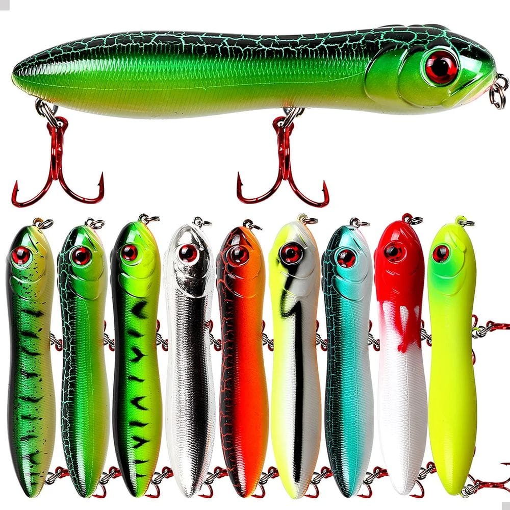 Kit 9 Iscas Artificiais Popper De Superfície 10cm 16g Abs