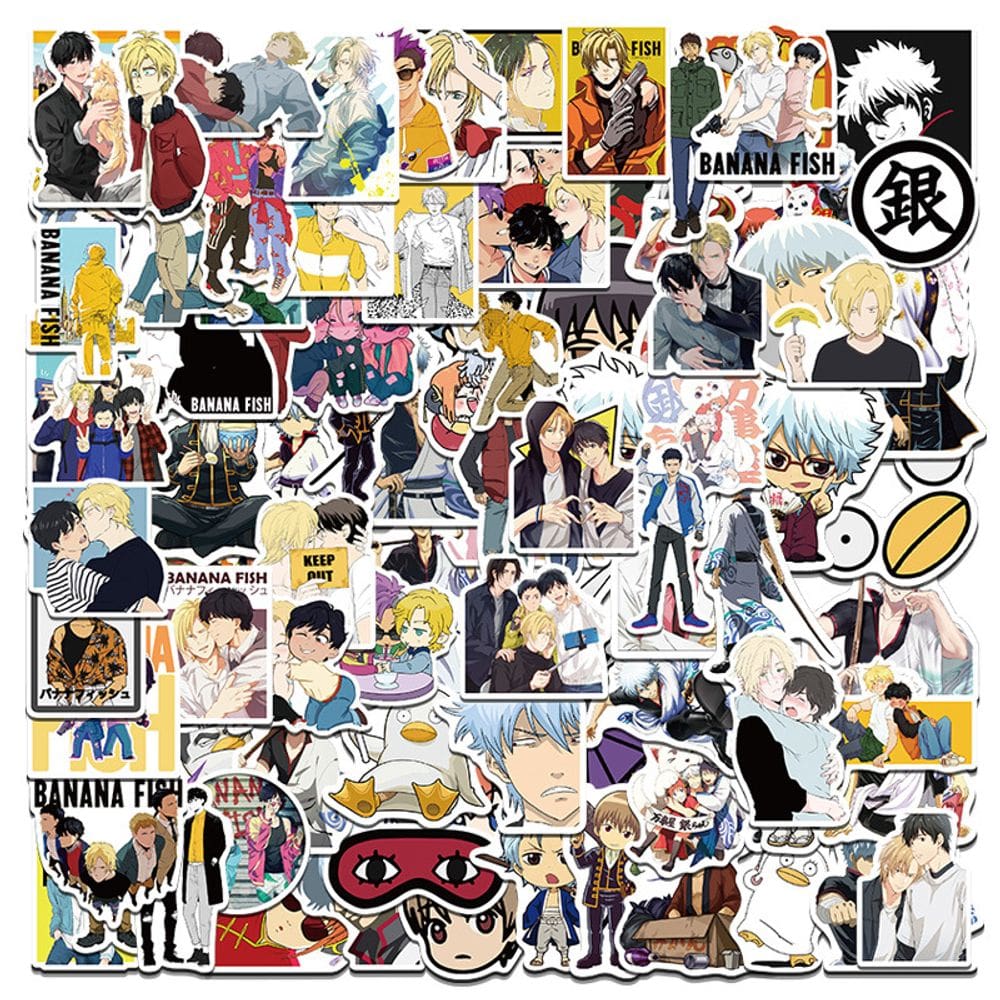 Pacote de adesivos Gintamas Sakatas Gintokis Anime 50 unidades à prova d`água