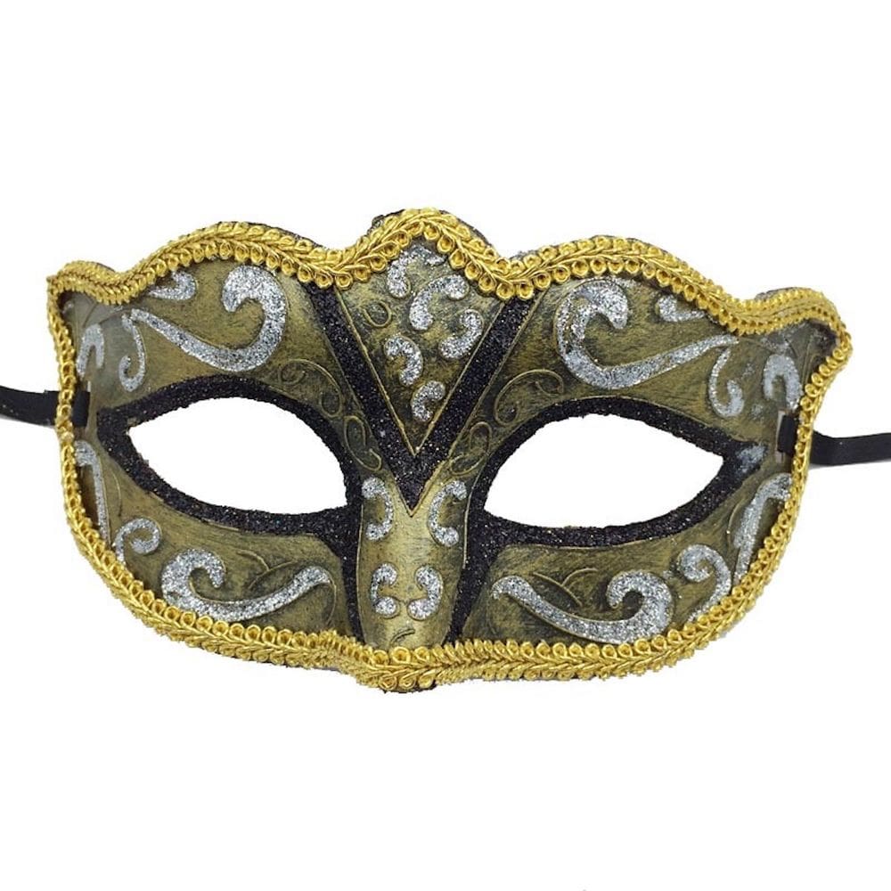 Máscara Masquerade, renda pintada, antiga, misteriosa, meia-face