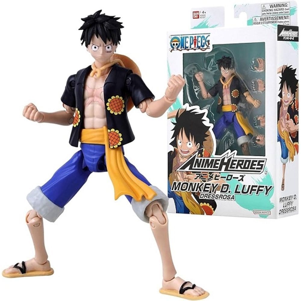 One Piece Anime Heroes Boneco Deluxe 16 cm Articulado Monkey D. Luffy Dressrosa – Bandai/Sunny