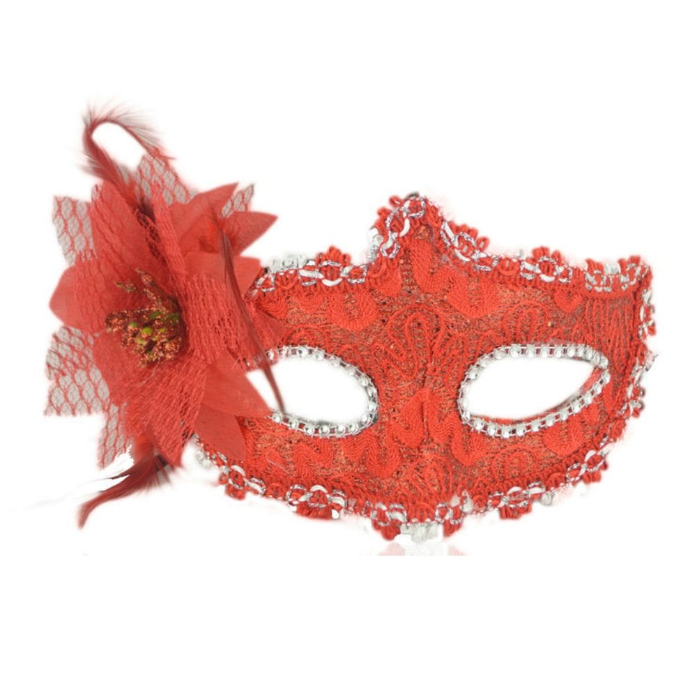 Máscara facial de renda vermelha com show de dança Flower Lady