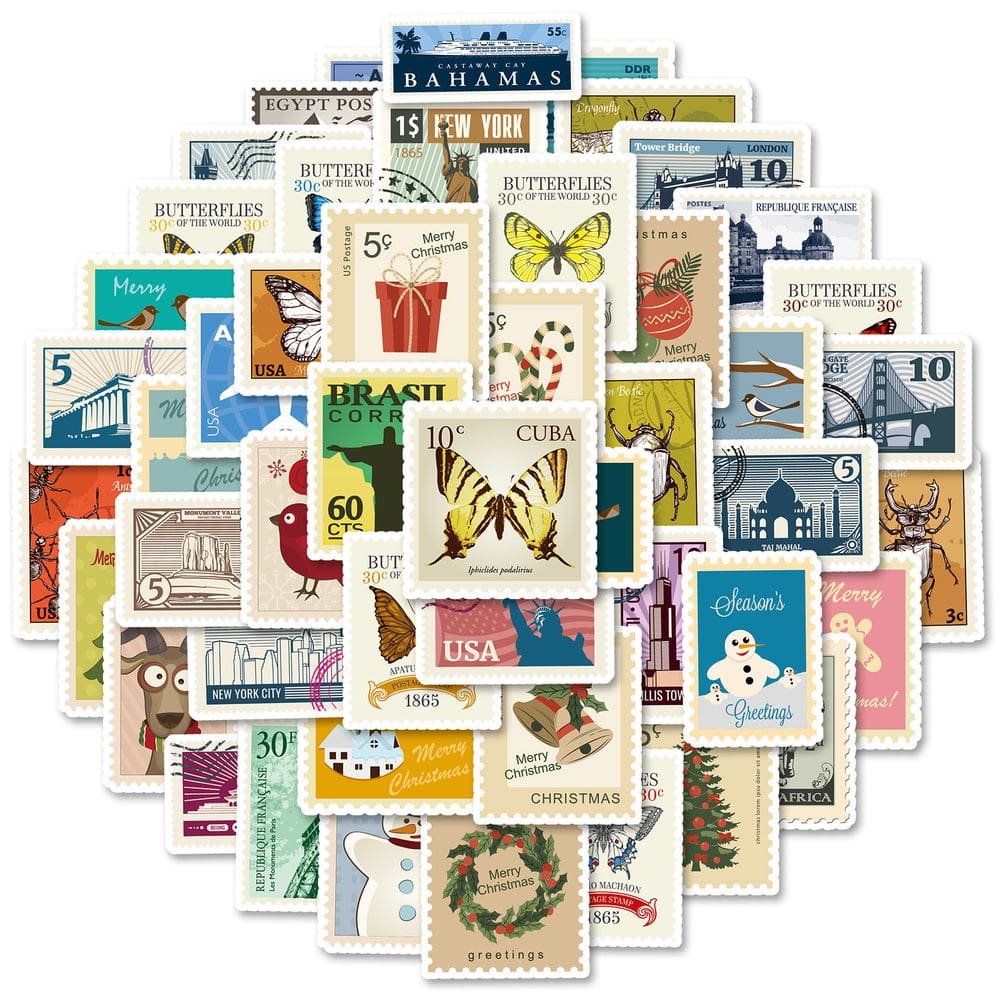 Pacote de adesivos Animal Stamp 50 unidades de vinil impermeável para laptop