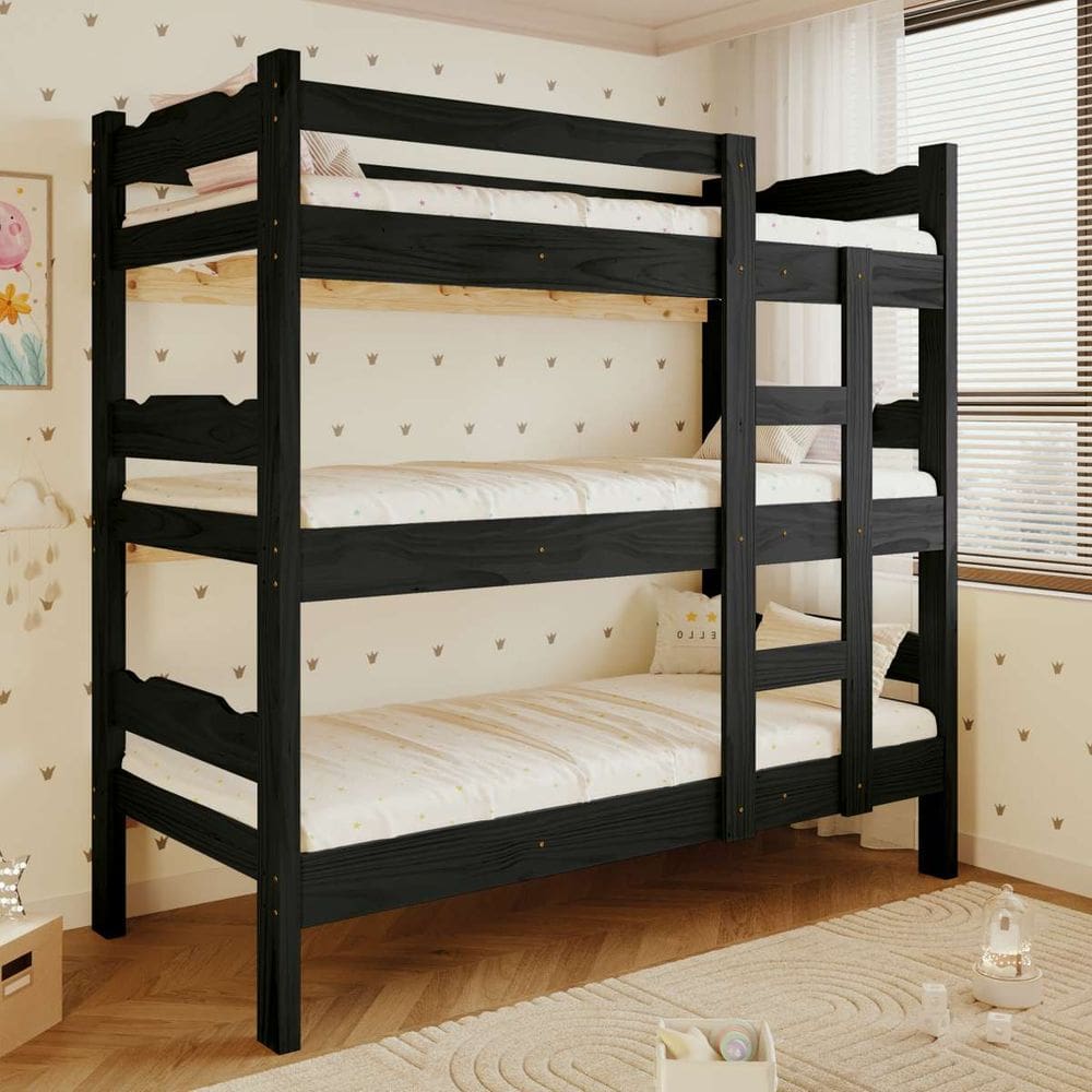 Treliche Solteiro Cama Madeira Maciça Reforçada Cor Preto