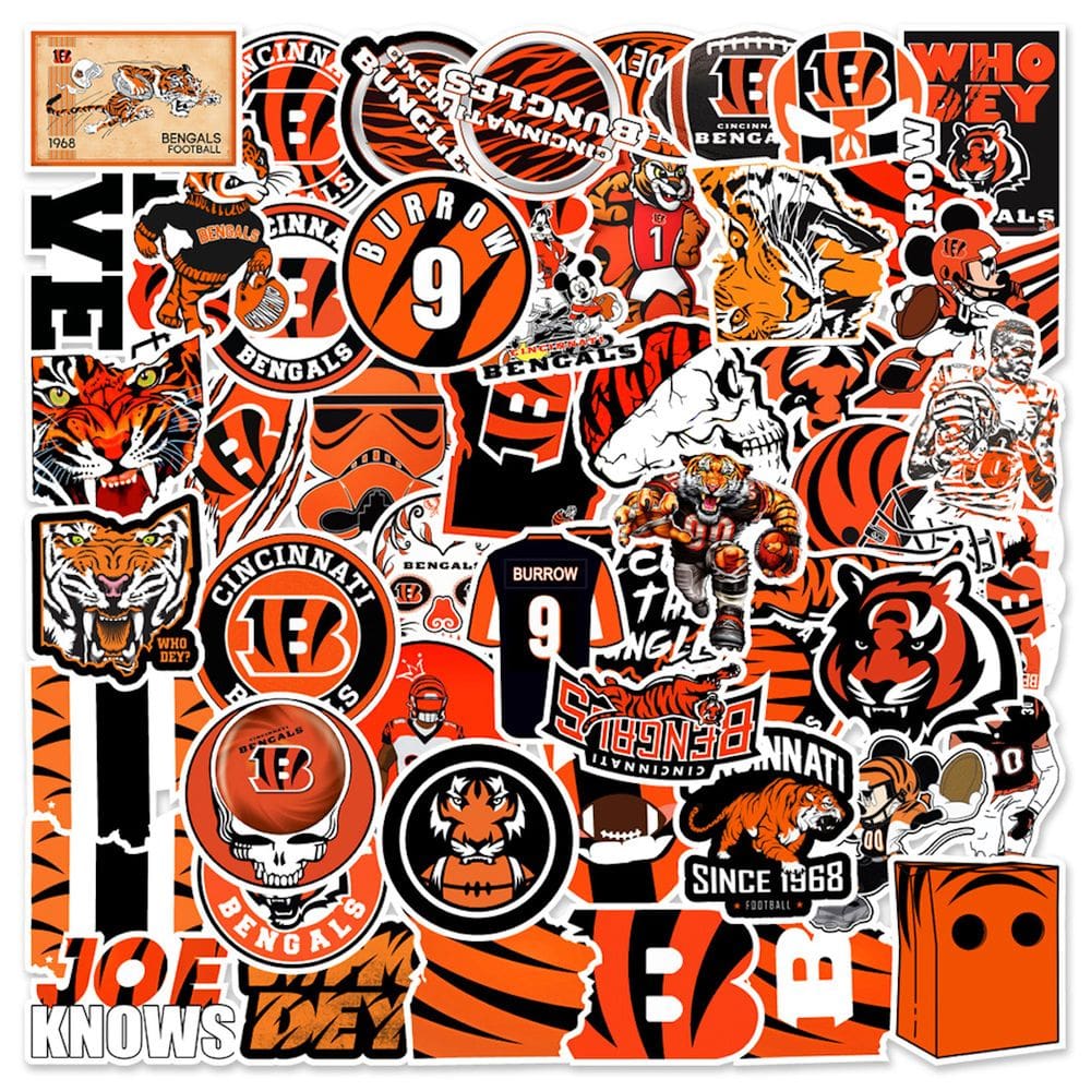 Adesivos Cincinnati Bengals Rugby Anime 50 unidades de PVC impermeável