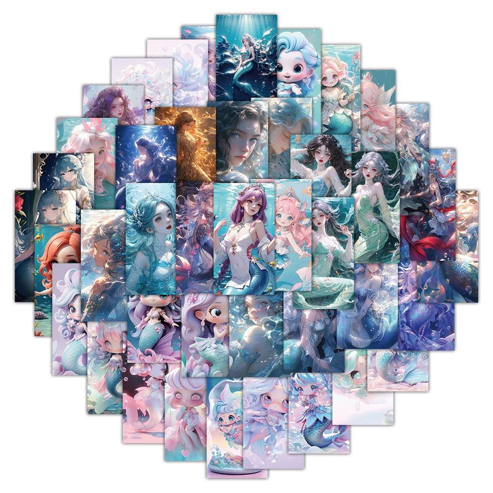 Adesivos Mermaids Waterproof Vinyl Anime 60 unidades/lote 5-7 cm