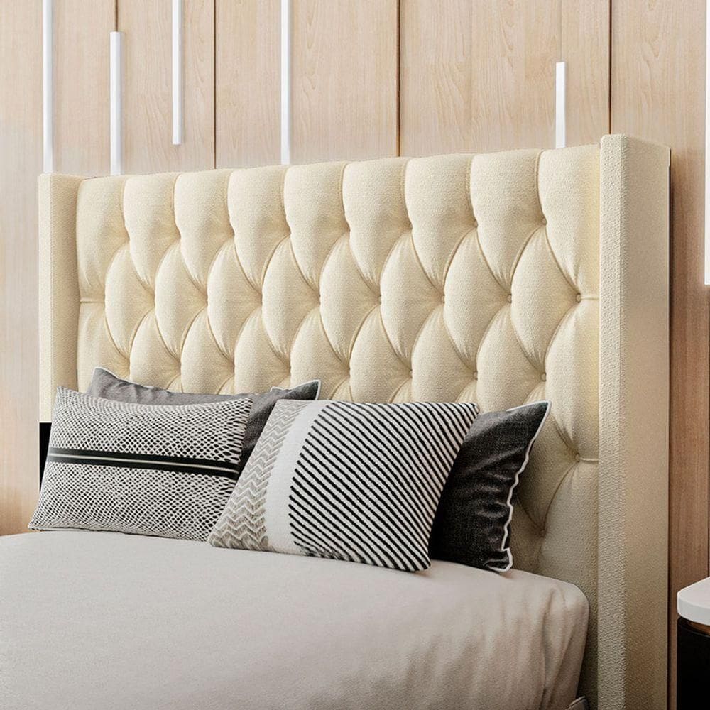 Cabeceira Estofada Solteiro 90 Cm Pérola Linho Cor: Creme