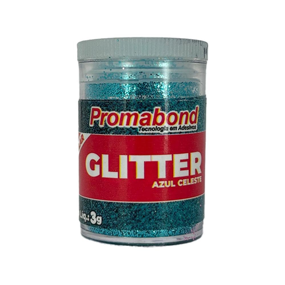 Glitter Escolar Brilhante Cores Vibrantes Azul Celeste