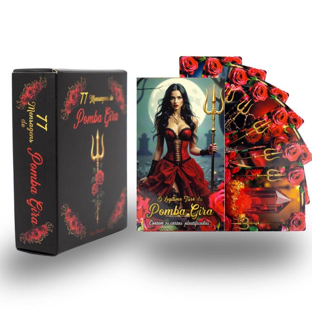Kit Tarô Pomba Gira 36 Cartas - Box 77 Mensagens Pomba Gira