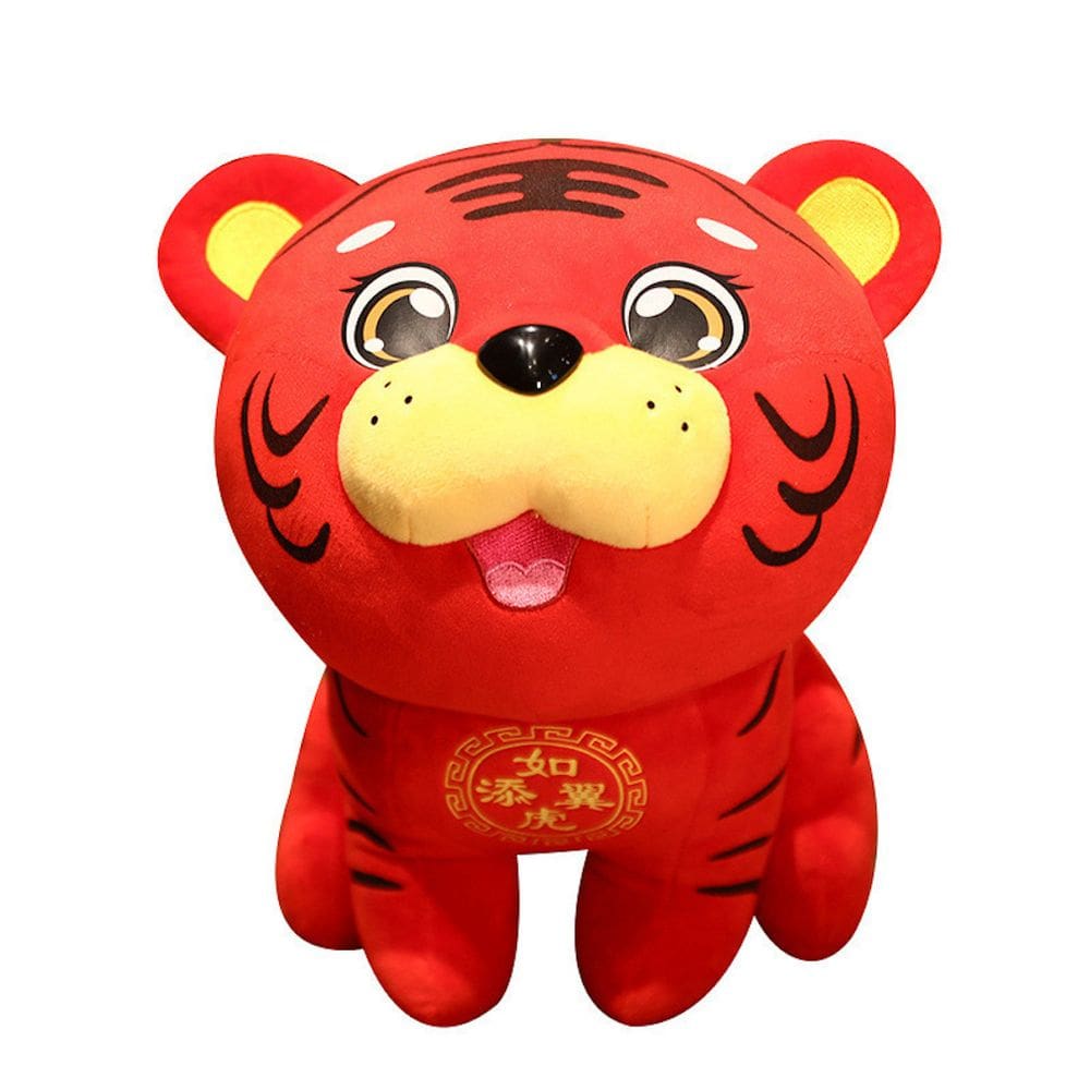 Brinquedo de pelúcia Red Mascot Sitting Tiger 22 cm em algodão e pelúcia