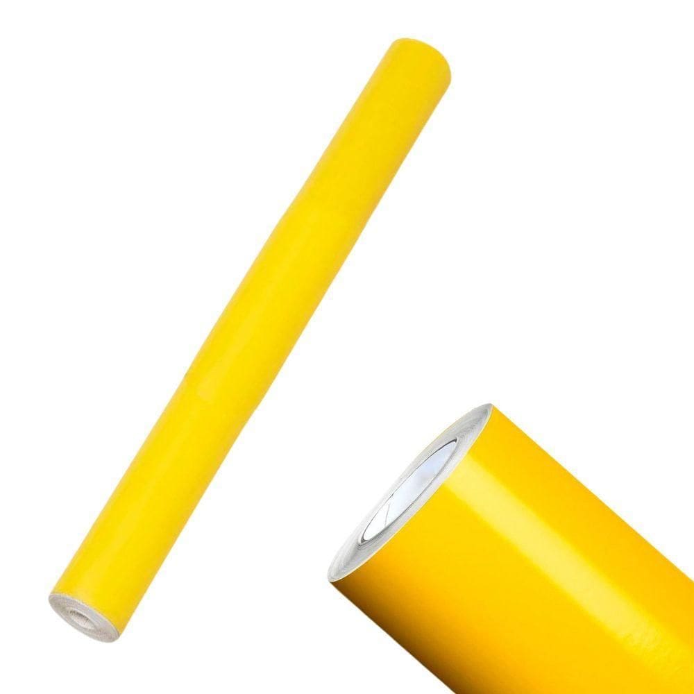 Papel Adesivo Contact Amarelo 45Cm X 10 Metros De 80 Micras