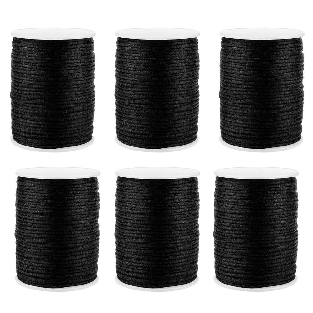 Kit Com 6 Cetim Rabo De Rato 2Mm Rolo Com 50 M Preto