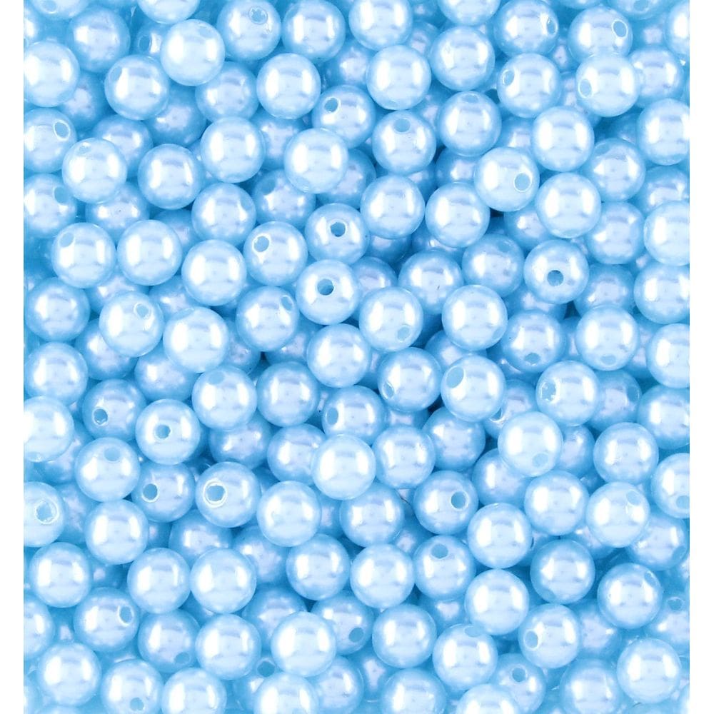 Pérola Azul Inteira Com Furo 08Mm Em Abs Com 500Gr