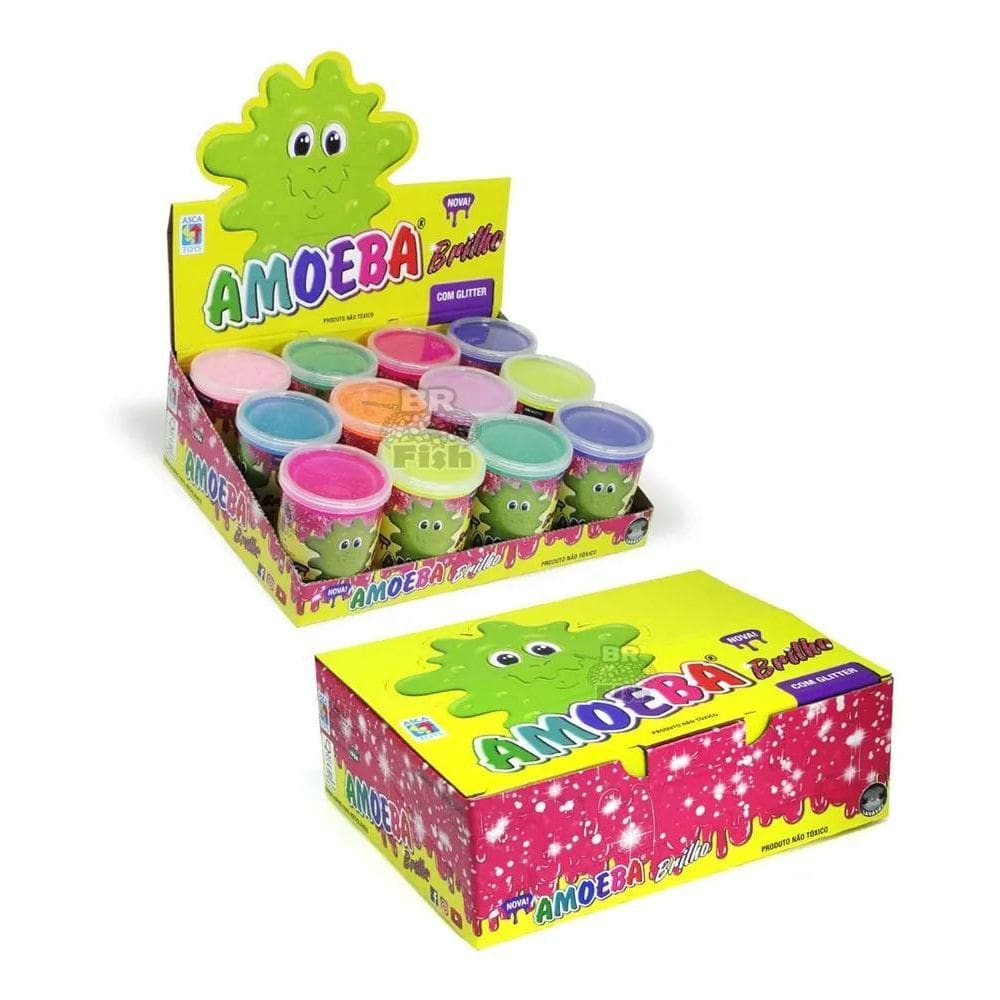 2X Amoeba Glitter Kit 12 Caixa Fechada Geleinha Diversão Sli