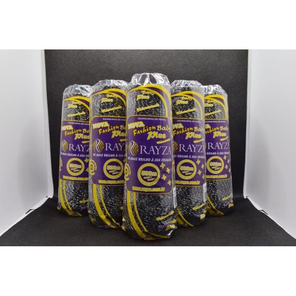 Linha Rayza Fashion Plus Prata Baby Fina Tex 144-Preto Prata