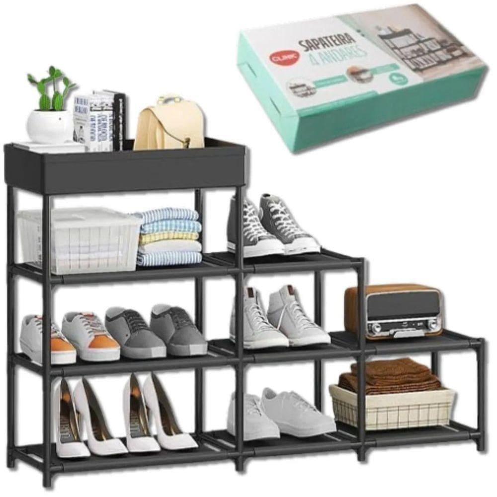 Sapateira 4 Andares 8 Kg Tnt, Ferro E Plastico 94 Cm X 21,5