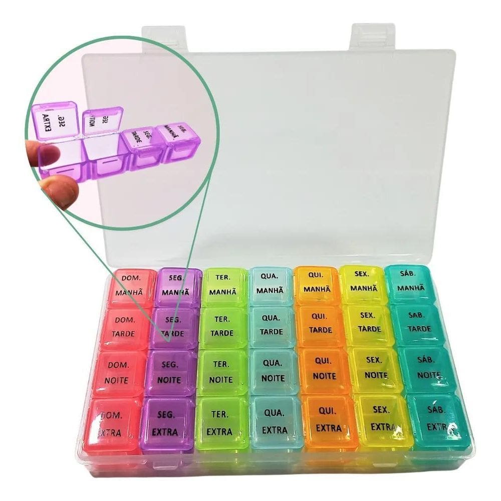 2X Porta Comprimido Semanal Diário Organizador Remédio Vitam
